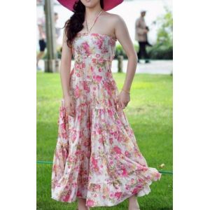 Party Backless Evening Dresses , Summer Print Flower Dresses