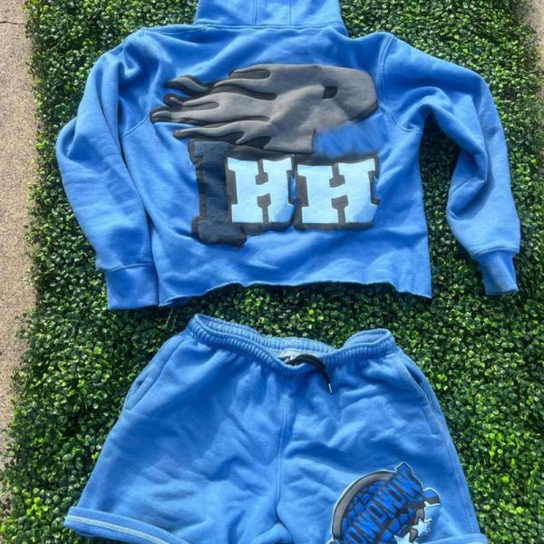 Latest Custom Puff Foem Printing French Terry Unisex Jogger Two Pieces Summer Hoodies Suits and Shorts Set Tracksuit Sweatsuits