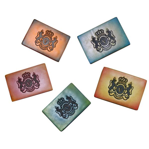 Personalized color Embossed logo printing oil Leather Patches for Jeans