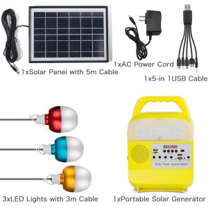 3PCS LED Solar Panel Lighting Kits Solar Emergency System SRE685