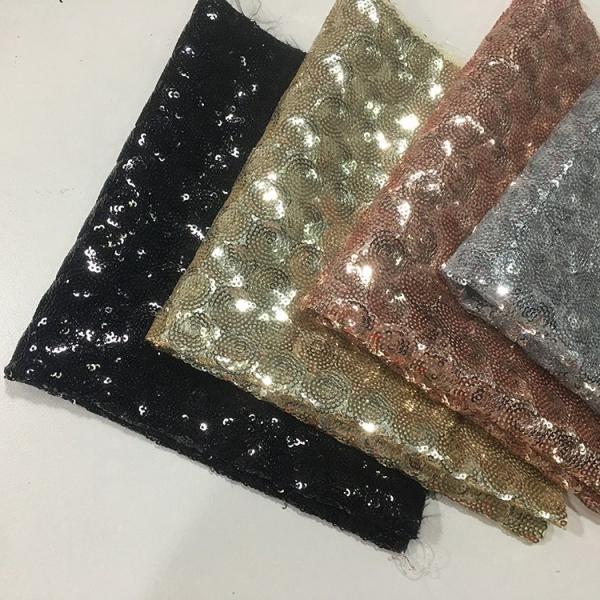 Bulk Flocked Glitter Sequin Fabric Lightweight Breathable Knitted Hot Foil