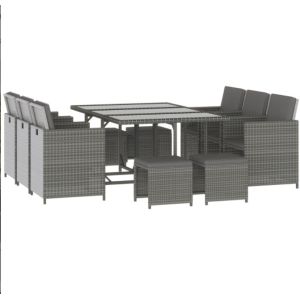 Rattan Wicker Dining Table Furniture Set Metal Lounge Lounger Ottoman Footrest