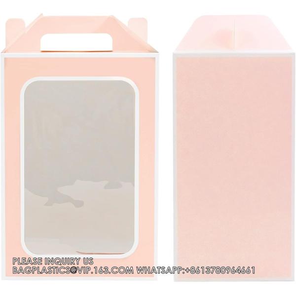 Gift Boxes, Tote Paper Bags With Transparent Window Flower Bouquet Paper Gift Bags With Handles, Wedding Party Bag