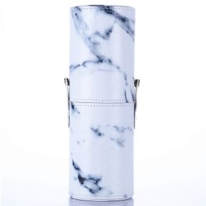 China Portable Cylinder Makeup Brush Tube Dust Protection Marbled Design on sale