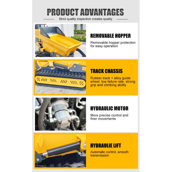 Factory Direct Sales Full Hydraulic Crawler Small Dumper Truck 500kg Construction Farm Manor Mini Dumpers