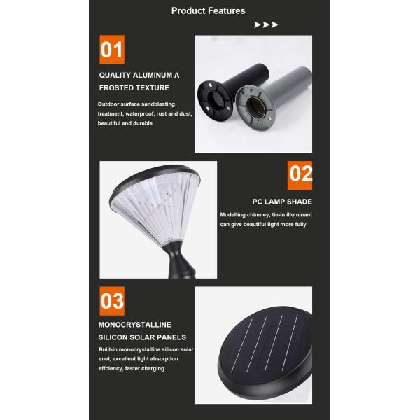 Aluminum Waterproof 3.2V Solar Wall Garden Light 50000H Post Pillar Pathway Decoration