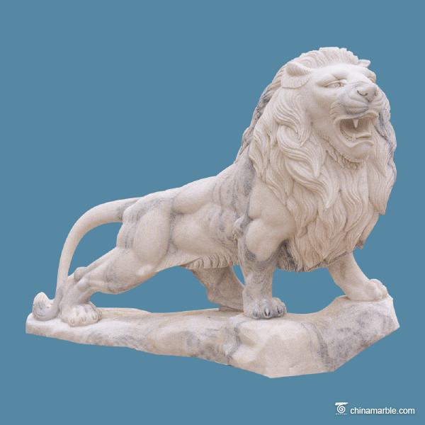 Buy White Marble Stone Carving Sculpture Animal Lion , Contemporary Stone Sculpture at wholesale prices