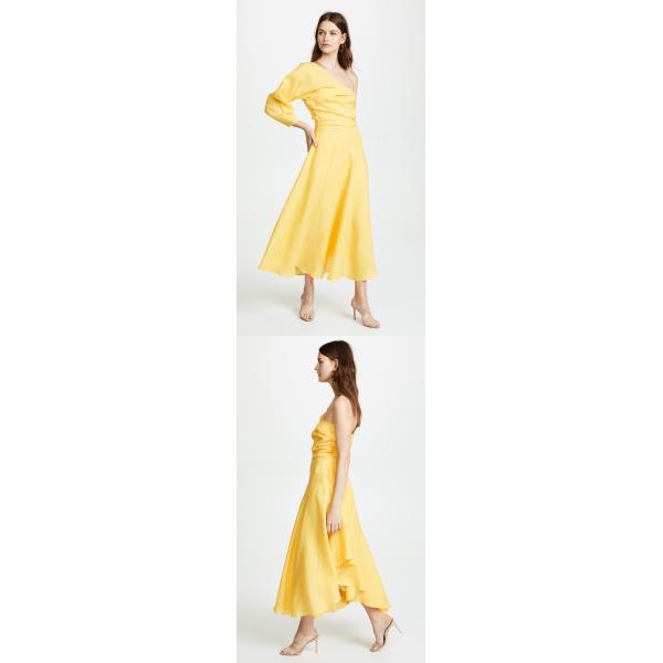 Fashion Asymmetrical Clothing One Shoulder With Long Sleeve Woman Maxi Dress Summer