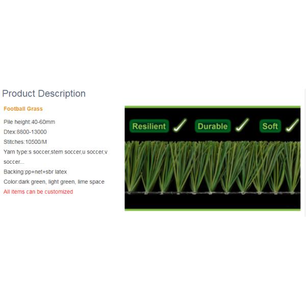 2021 Japan/korea Grass Artificial Turf Soccer Field 2 Years 3/4inch 40-60mm CN;JIA PP+ PE PP+NET Flyon
