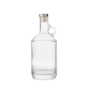 Sturdy Base 750ml Glass Vodka Whiskey Bottle with Handle and Customization