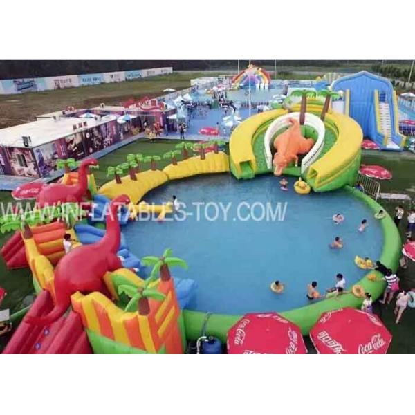 Outdoor Amusement Inflatable Water Park With Giant Swimming Slide