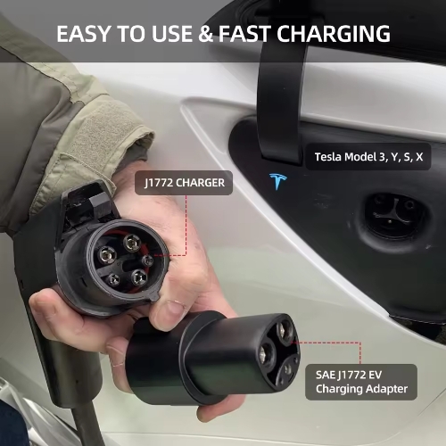 EV Charger Adapter Durable and Solution for Tesla Charging Needs Compatible with Standard J1772 Charging Infrastructure
