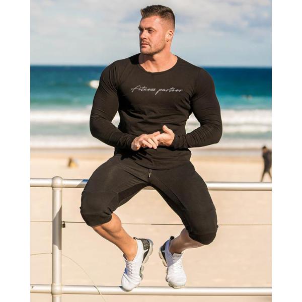 Muscle Sweatshirts Fit Long Sleeve T-shirt Quick Dry Long Sleeve Mens Stretch Slim Gym Workout Slim Men Cotton Casual Printed