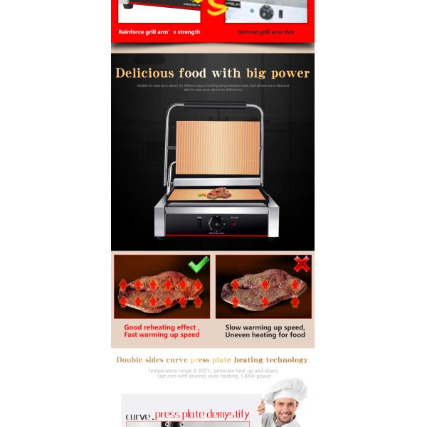 Electric Flat Grill Parts in Black Surface Color for 340*220 mm Upper Grill Size