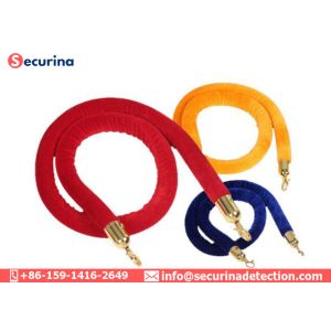 Bank / Exhibition Velvet Rope Crowd Control Barrier Portable With Pole Stanchion