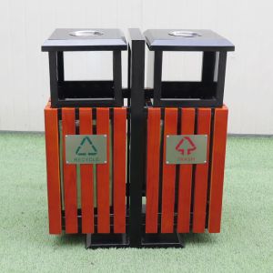PS Wood 120L 240L 2 In 1 Waste Recycle Bin