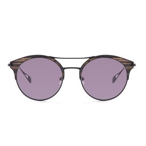 52-20-145 Acetate Metal Glasses Round Metal Classic Sunglasses Wooden Stone