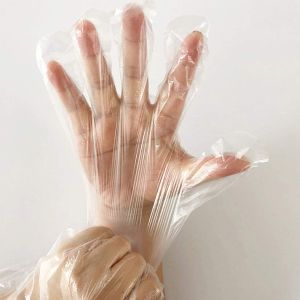 PE Disposable Plastic Gloves / Thicken Poly Gloves Food Prep Handling Gloves