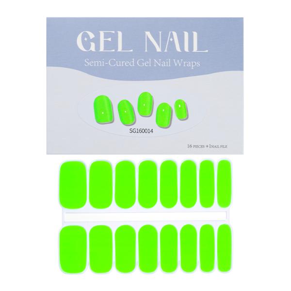 3D Gel Nail Wraps Semi-Cured Gel Strips with Solid Color and Long-Lasting Effect