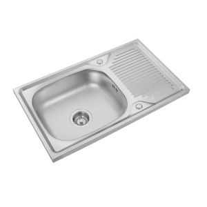 Above Counter Big Basin SS Kitchen Sink With Single Drainboard