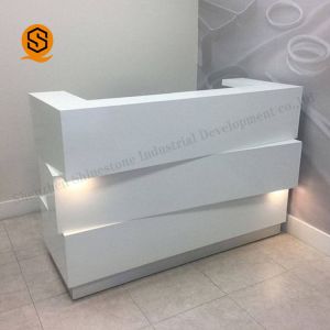 Modern Artificial Stone Salon Reception Counter Light Up Reception Desk