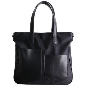 ODM Women Nylon Bags Head Layer Cowhide Black Tote Purse