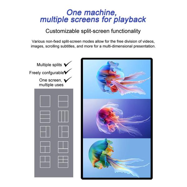 High Resolution Media Screen 43 Inch Wall Mount Digital Signage Advertising Player