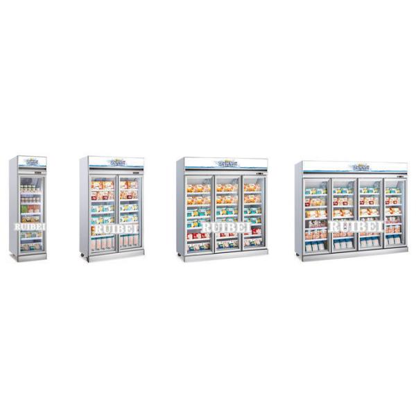 Electric heating glass door vertical supermarket display freezer for ice cream and frozen food 2