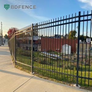 Fire Escape Black Tubular Metal Fence Emergency Access