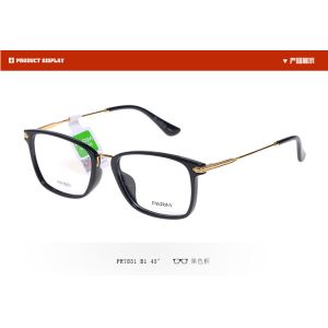 China Gold Optical Parim Eyeglasses Frames With Plastic Metal Mixture Material on sale