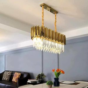 Rectangular Gold Plated Clear Crystal Ceiling Lamp , Large Hanging Chandelier