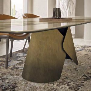 Luxury Modern Ceramic Marble Top Dining Table 2400mm Length High End