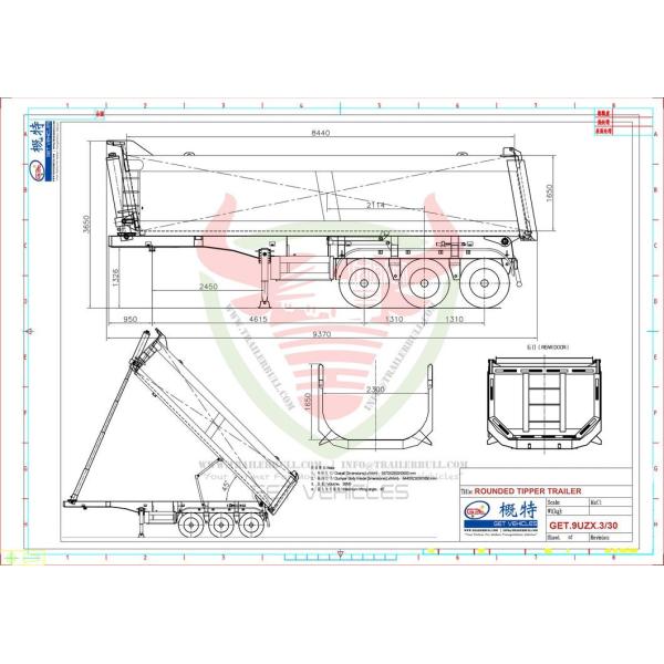 30 Cbm Solid Rounded Tipper Semi Trailer 3 Axles for Building Materials Truck Trailers