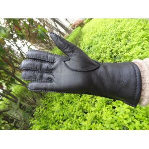 women winter warm deer leather gloves