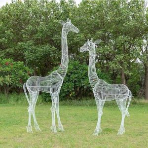 Polishing Surface Stainless Steel Giraffe Sculpture Balloon Style