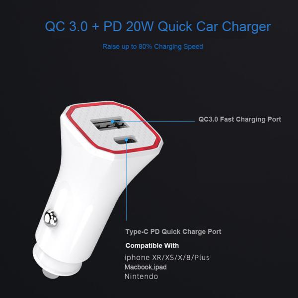 PD QC3.0 Macbook USB Car Charger Quick Charging 12 Volt Usb Outlet