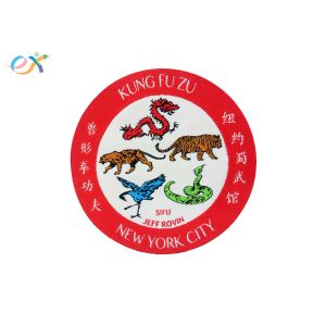 Laser Cut Custom Woven Patches Polyester Fabric Material With Iron On Backing