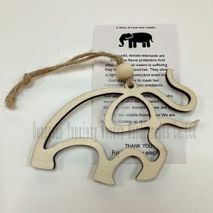 Wooden Elephant Christmas Ornament with Story, Friendship Gift for Best Sisters