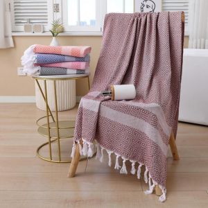 Lightweight Tassel Beach Towel Absorbent Soft Peshtemal Beach Towel