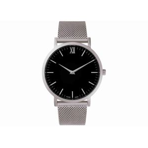 China Custom Silver Stainless Steel Watch Mesh Strap With Black Face on sale