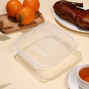 Reusable Plastic Food Packaging Box, PP Hinged Lid Clamshell Container