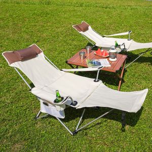 Outdoor Camping Portable Folding Beach Chair with Armrest and Removable Armrest