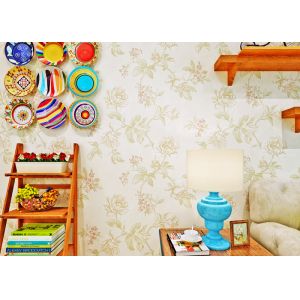 China 0.53*10M Designer Natural Floral Non Woven Wallpaper Fabric Wall Covering on sale