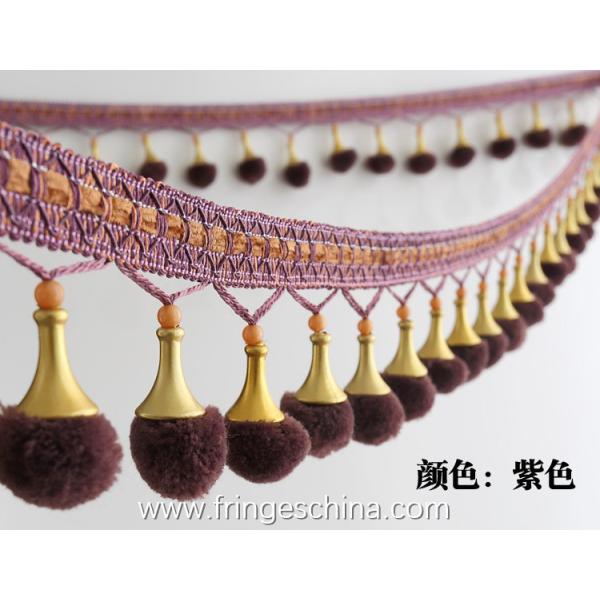 Machine producing OEM wholesale beautiful fabric drapery trimmings beaded pom pom fringes