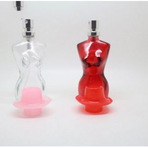 red women body shape glass perfume bottle with plastic cap