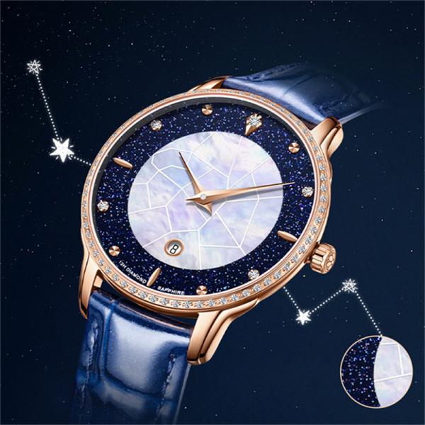 Pin Buckle Diamond Bezel Leather Watch 3ATM Waterproof Ladies Dress Watches With Diamonds