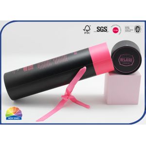 Wine Bottle Paper Packaging Tube Matte Lamination With Ribbon Handles