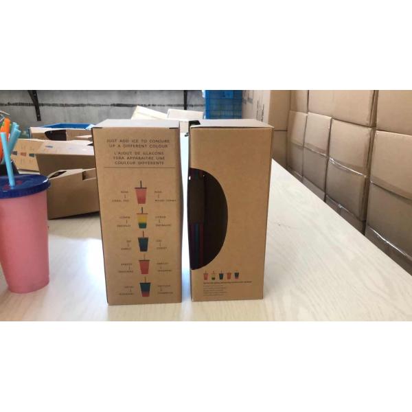 Reusable Color Changing Cold Cups Summer Magic Plastic Coffee tumbler With Straws Set of 5