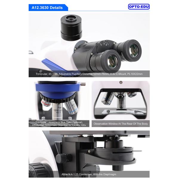 OPTO-EDU A12.3630 1000x Trinocular Biological Microscope