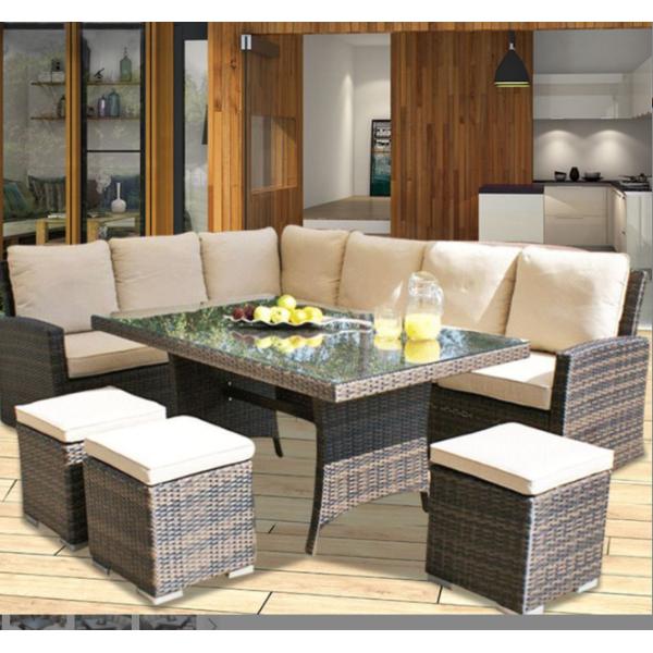 3 Seater Garden Rattan Sofa Modern Lift Table Backyard Sectional With Lift Table